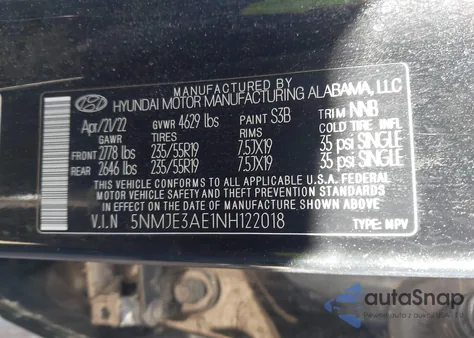 2022 Hyundai Tucson Limited z USA, uszkodzony, nr VIN 5NMJE3AE1NH122018